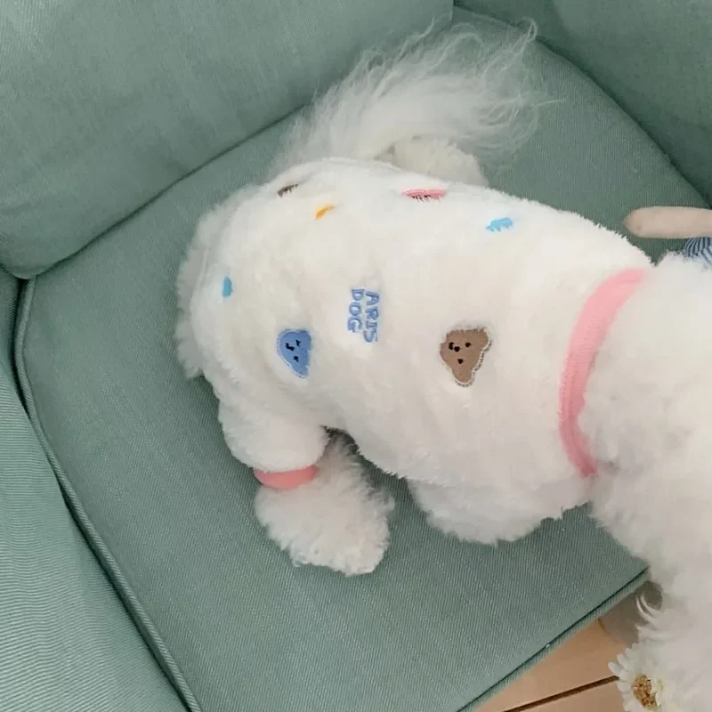 Mono bonito de oso de dibujos animados para perro, ropa cálida de lana para invierno para perros pequeños, ropa suave para cachorros, abrigo de Yorkshire Terrier - imagen 2