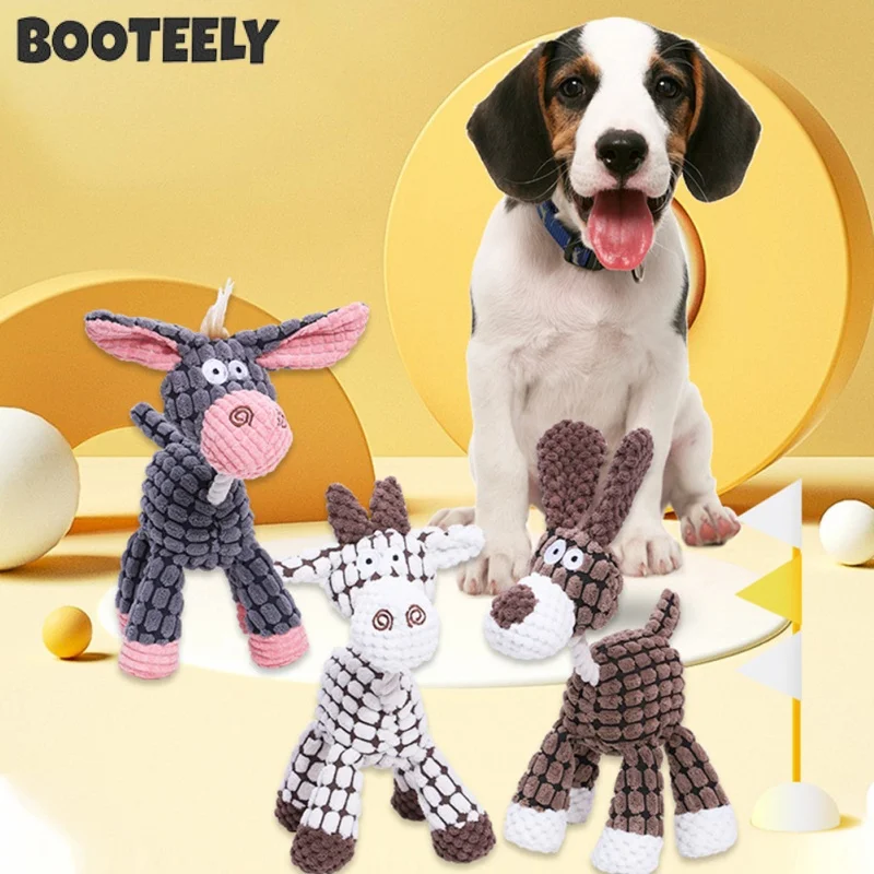 New Three-color Optional Dog Bite Sound Toy Funny Donkey Bite Resistant Grinding Teeth No Wound Nose Pet Plush Toy