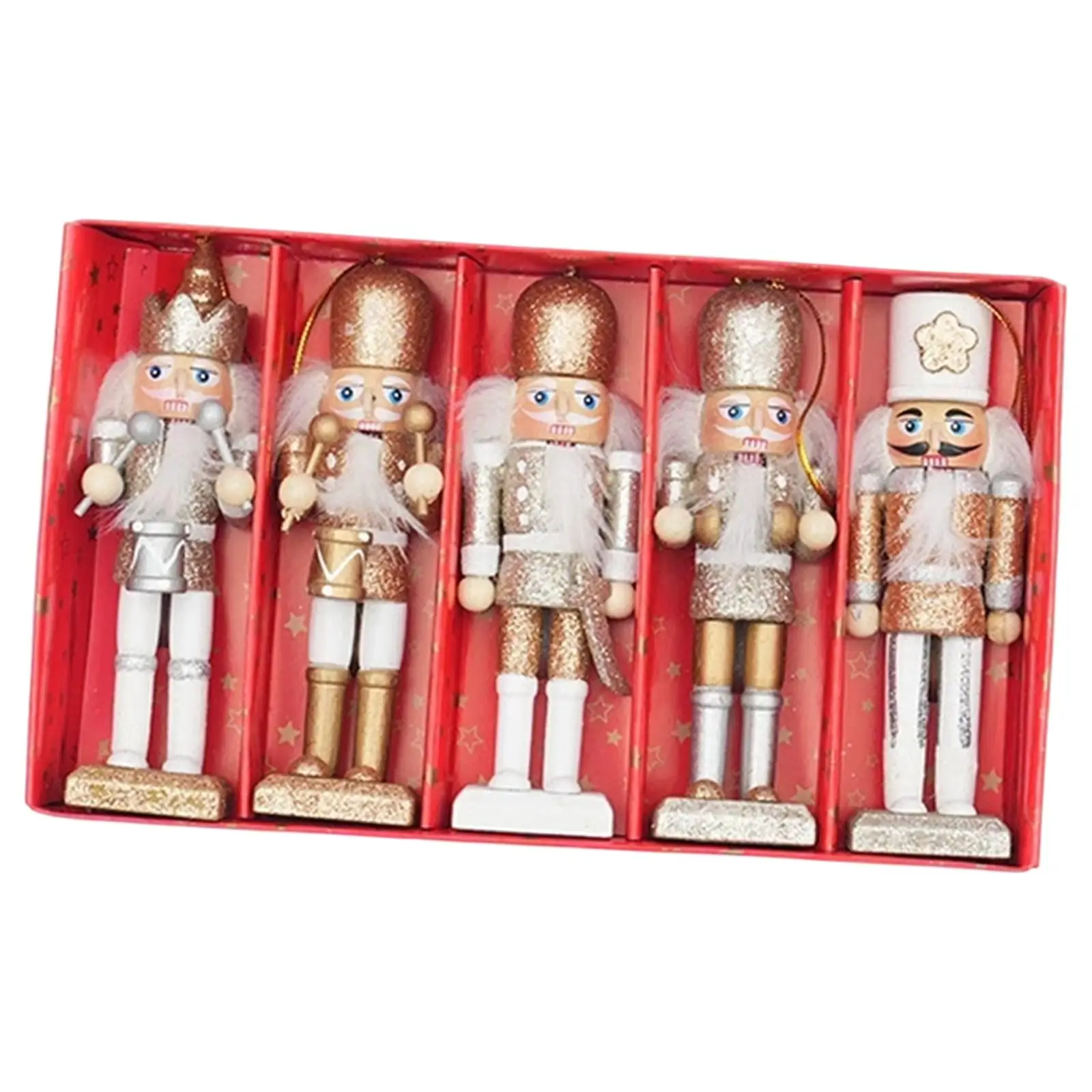5 Pieces Christmas Nutcracker Figure Nutcracker Statue Sturdy Versatile Portable Traditional Xmas Gift Collection Handcrafted