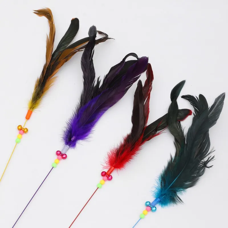 Juguetes para gatos, palos de plumas para gatos, juguete interactivo para gatos con campana, juguetes de plumas para gatos, palos de alambre de acero, productos para mascotas - imagen 4