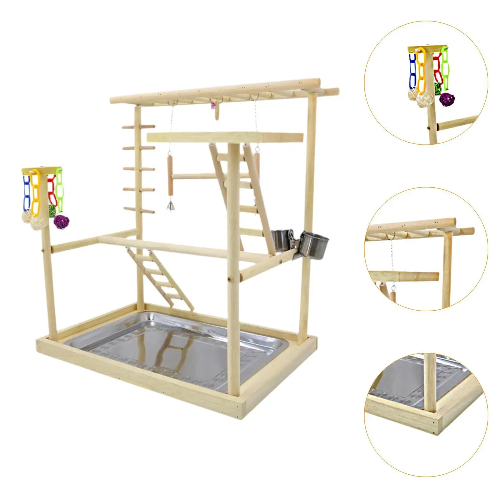 Parrot Playground Bird Play Stand,Parrot Perches Bird Play Gym Stand Wooden Parrot Perch Playstand for Parakeets Cockatiels