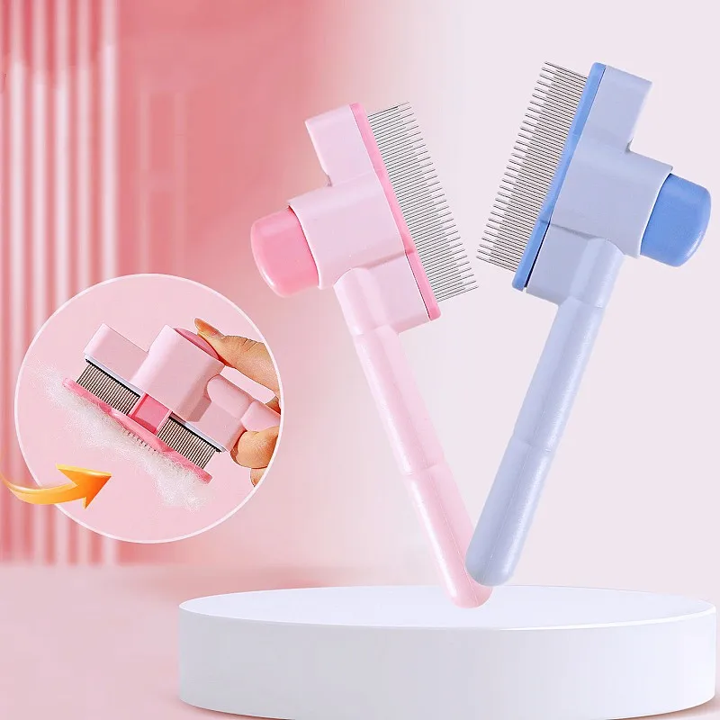 Peine para perros, cepillo de masaje para gatos, removedor de pelo para mascotas, cepillo para perros autolimpiante, peines automáticos para pelo de gato, peine para el cuidado de mascotas con apertura de nudos - imagen 3