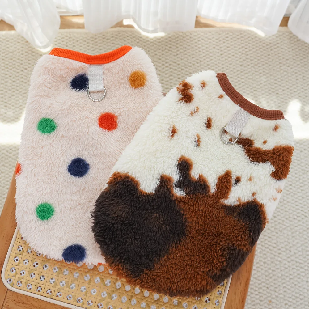 Autumn and Winter Polka Dot Plush Vest for Dogs Cats Pet Clothes Vests Supplies Dog Clothing Puppy Clothes for Small Dogs - imagen 4