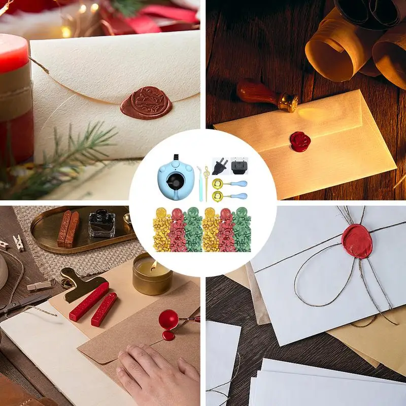 Juego de sellos de cera, Kit de sellado creativo para envolver regalos, sobres, tarjetas, decoración e invitaciones de boda - imagen 4
