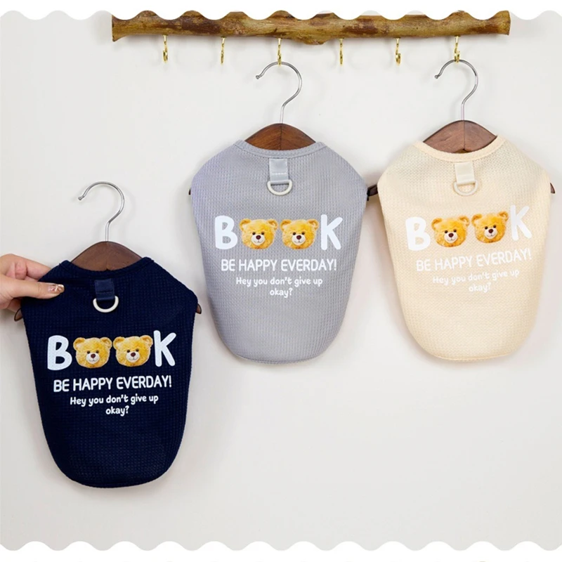 Lindo oso Patchwork mascota perro verano chaleco patrón de gofre ropa de gato Chihuahua camiseta ligera sin mangas para cachorro pequeño - imagen 3