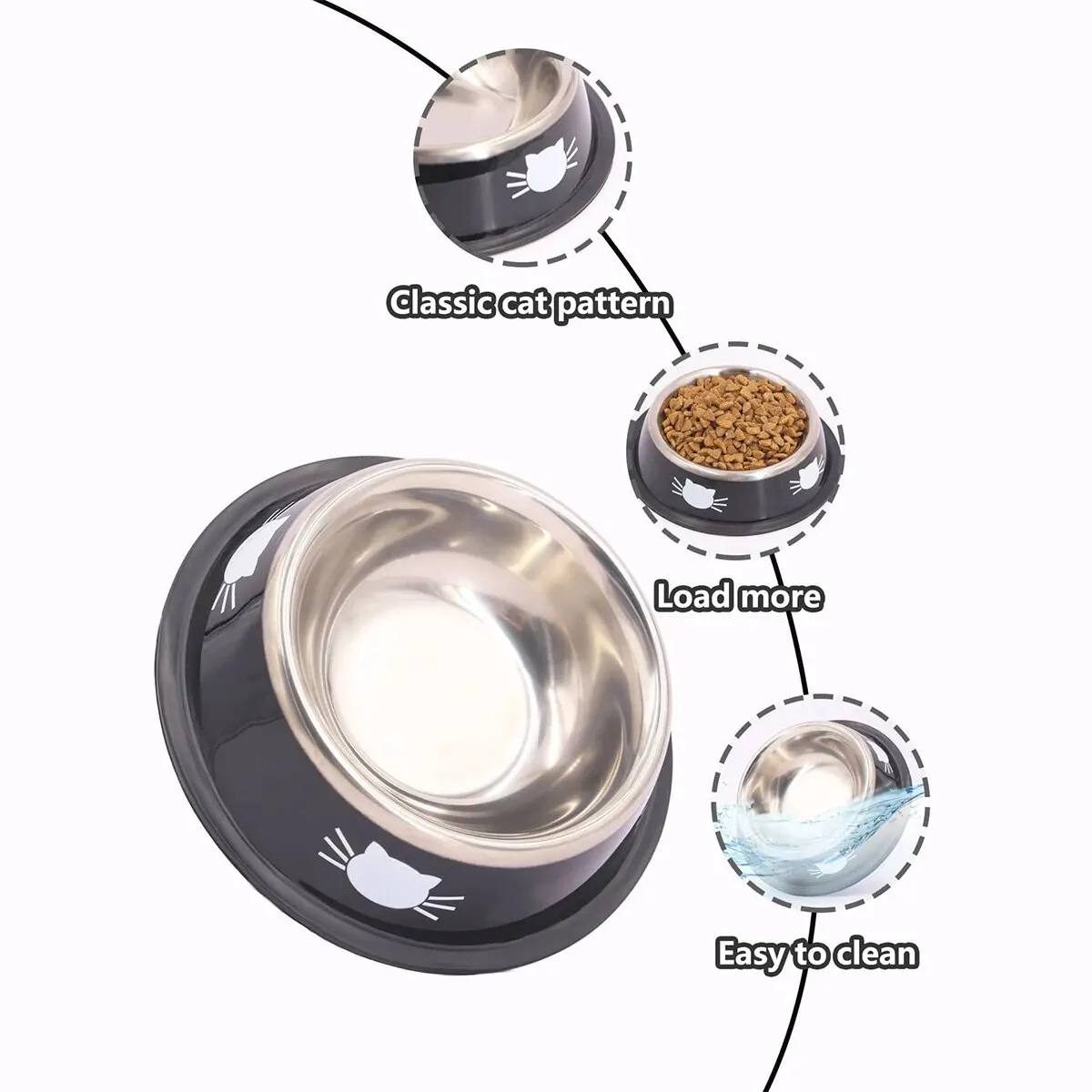 Cuenco para perros y gatos Supet, cuenco de agua para perros con base de goma antideslizante, cuencos para gatos de acero inoxidable con aislamiento de metal, cuenco para gatos de doble pared - imagen 2