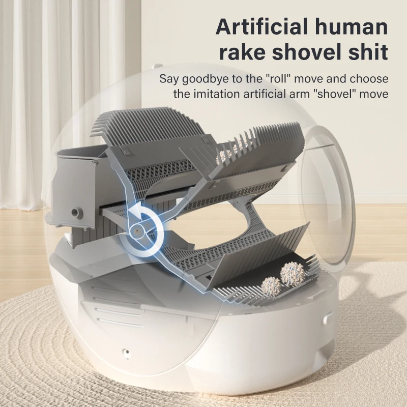 Nueva versión actualizada, segunda caja de arena automática para gatos, Control por aplicación EU US 65L, inodoro inteligente para gatos, caja de arena para gatos autolimpiante inteligente - imagen 5