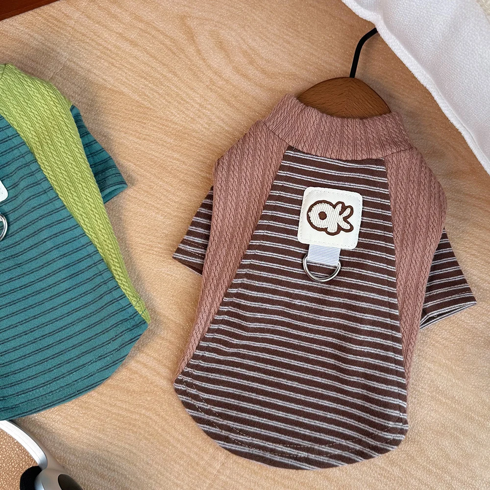Camisa a rayas para perros, ropa cálida y suave para perros, camisetas interiores para cachorros de otoño, jerséis con estampado bonito para gatos, sudaderas para Chihuahua, chaleco para mascotas - imagen 4