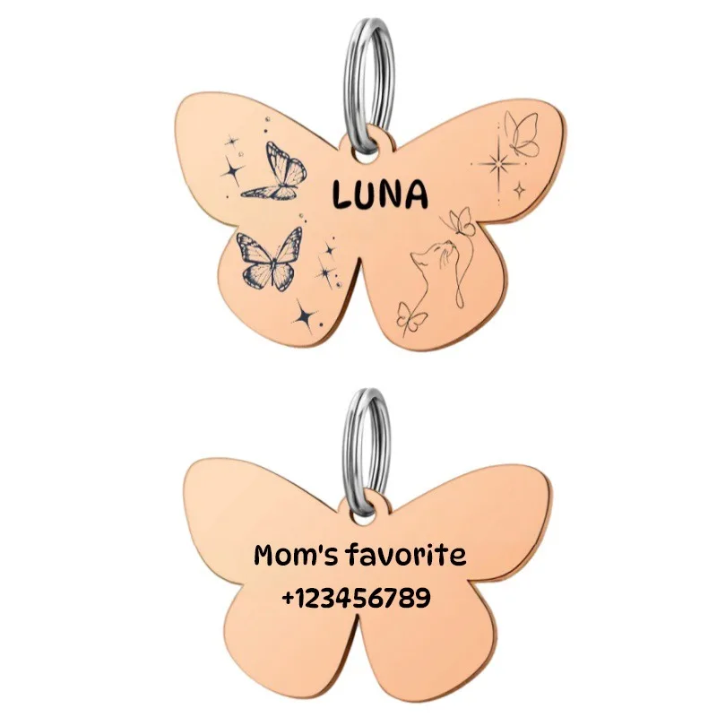 Placa identificación personalizada mariposa para gatos y perros - imagen 4