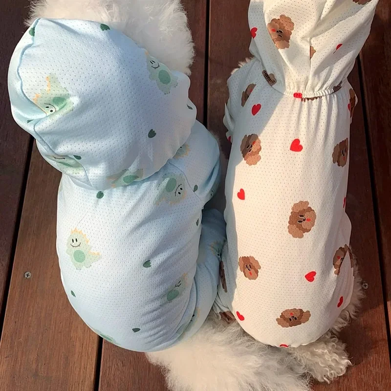 Chubasquero para perros, traje de cuatro patas, ropa a prueba de insectos para mascotas, ropa de verano refrescante con protección solar, ropa para perros, monos de peluche con capucha - imagen 3