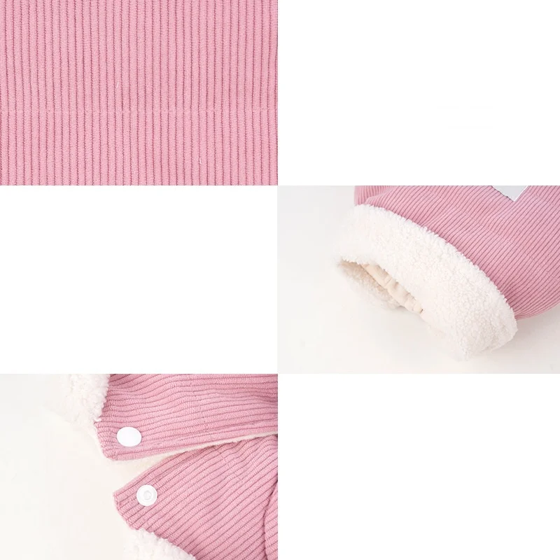 Chaqueta polar de invierno para perros pequeños Mangas largas Abrigo cálido de felpa Macarons para cachorros Pijama de peluche Bichón Suéter rosa otoñal - imagen 4