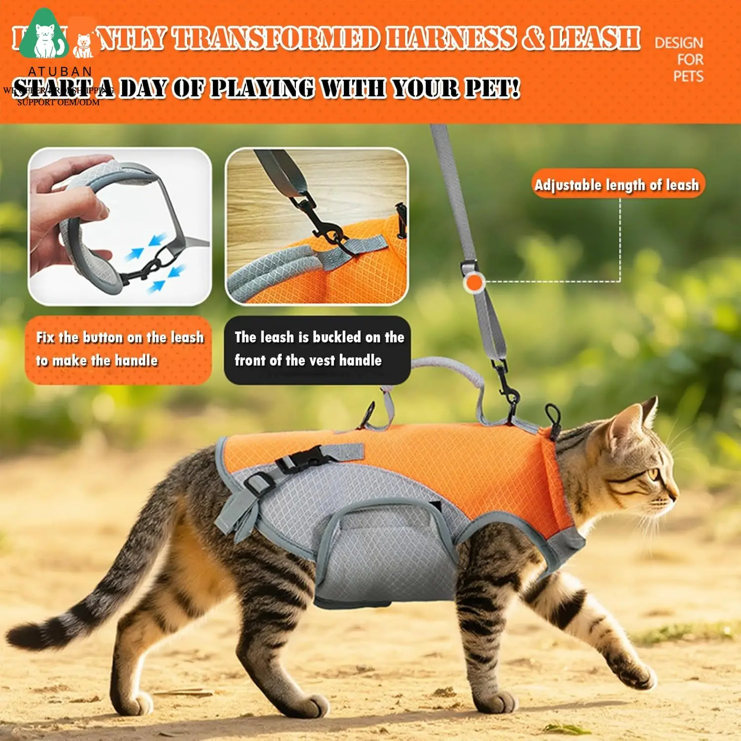 Portador 2 en 1 para gato y perro – Mochila transpirable con arnés - imagen 3