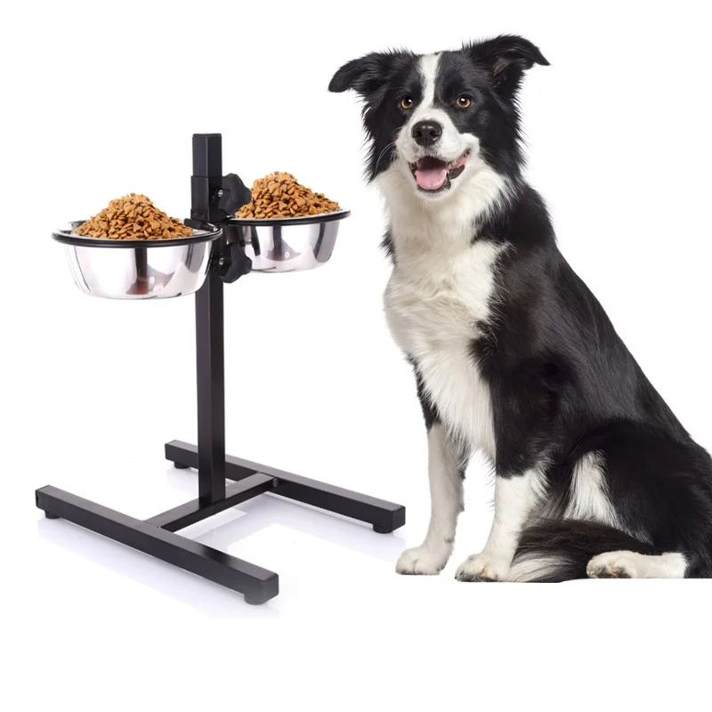 Cuencos ajustables para mascotas, cuencos dobles con soporte elevado, acero inoxidable, bebederos de comida, accesorios para cachorros de agua - imagen 2