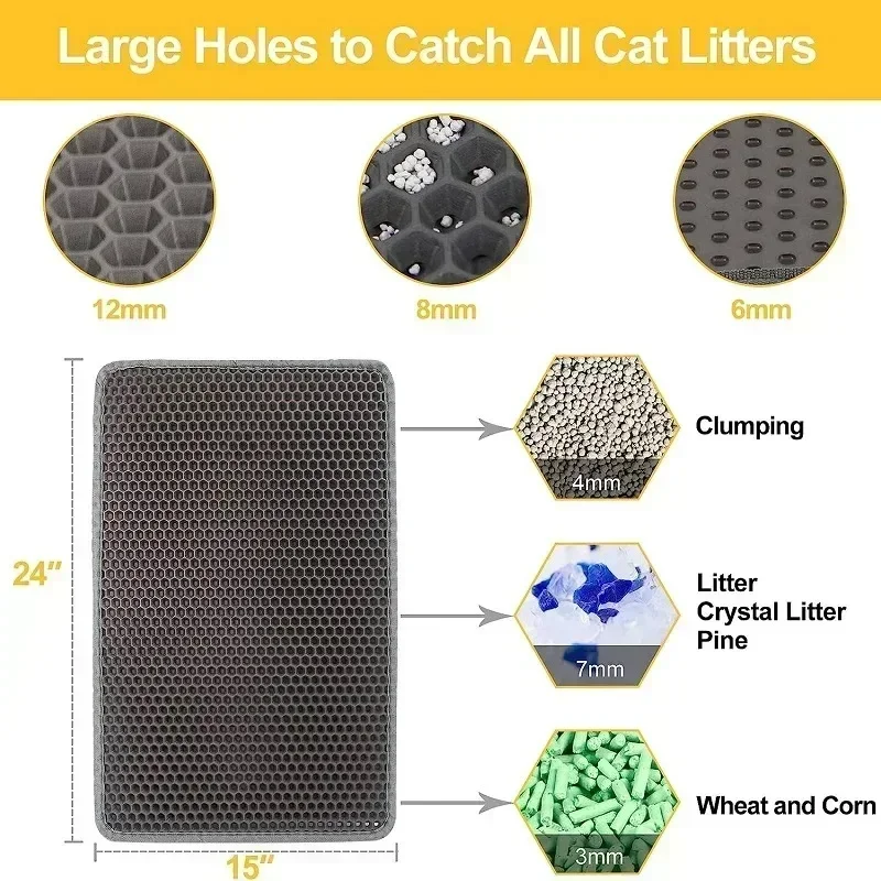 Estera de arena para gatos, estera de filtro de arena grande antideslizante para mascotas de doble capa, estera de arena impermeable resistente al desgaste para gatos, almohadilla de uso en caja para gatos - imagen 5