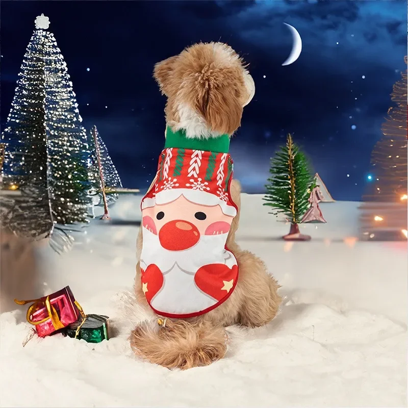 Ropa de Navidad para perros, de cuello alto Sudadera con capucha, juguetes de renos, ropa de gato de Santa Claus, ropa de fiesta de Navidad para mascotas, Otoño e Invierno - imagen 2