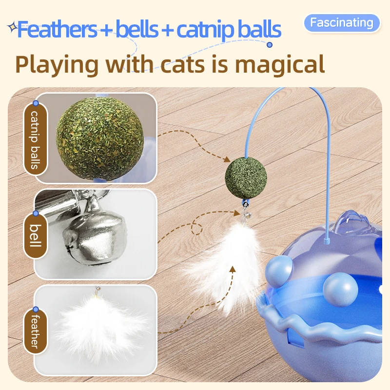 HOOPET Juguete para gatos con bola oscilante y dispensador de golosinas, diversión interactiva para juegos autónomos para gatitos y gatos adultos, juguete de estimulación mental - imagen 4