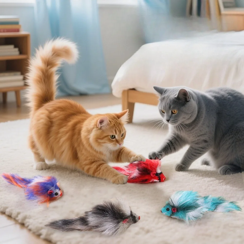 Juguetes de peluche para gatos - ratones falsos interactivos - imagen 4