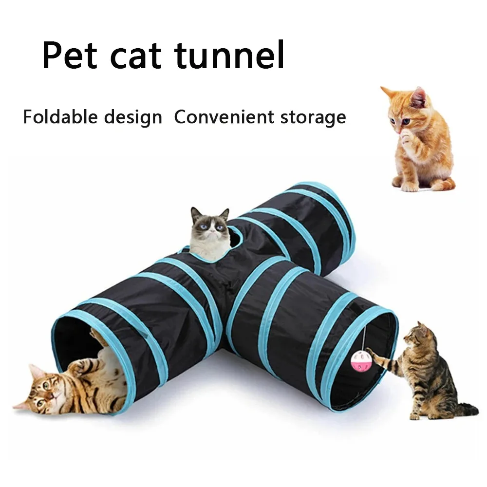 Túnel de juego plegable para gatos con cubo perforado