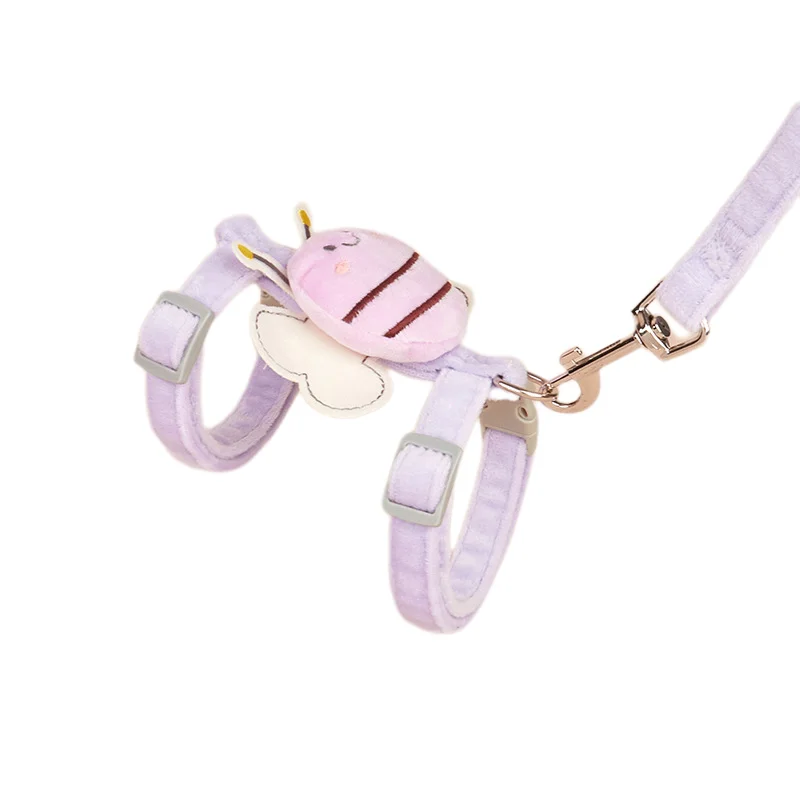 Arnés con forma de abeja para perro y gato, juego de correa para Escape, chaleco ajustable de terciopelo suave, arnés para gatos y perros pequeños, suministros para mascotas - imagen 3