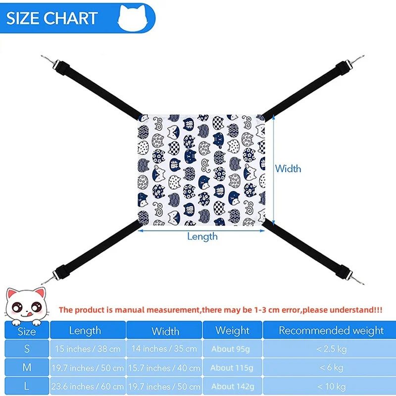Hamaca colgante para gatos con correas ajustables, jaula para mascotas de doble cara, cama colgante, almohadilla para dormir para animales pequeños y mascotas - imagen 5