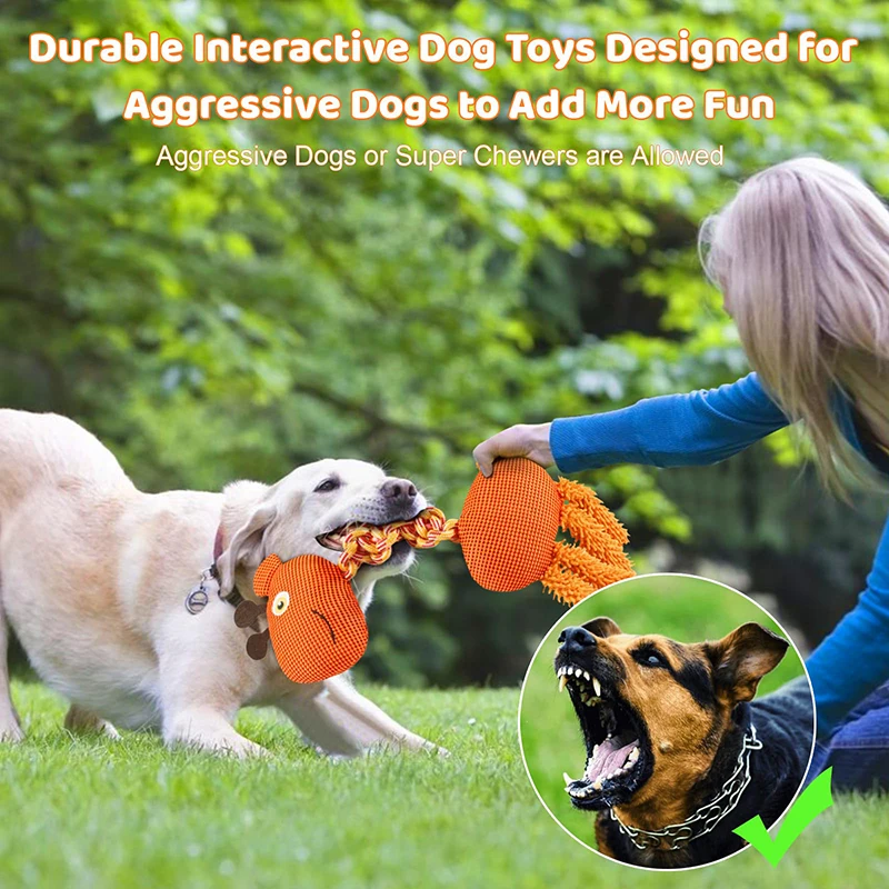 Benepaw-juguete de cuerda duradero para perro, juguete interactivo de peluche, jirafa chirriante, cachorro, juguetes para masticar para mascotas, Tug Of War, perros pequeños, medianos y grandes - imagen 5