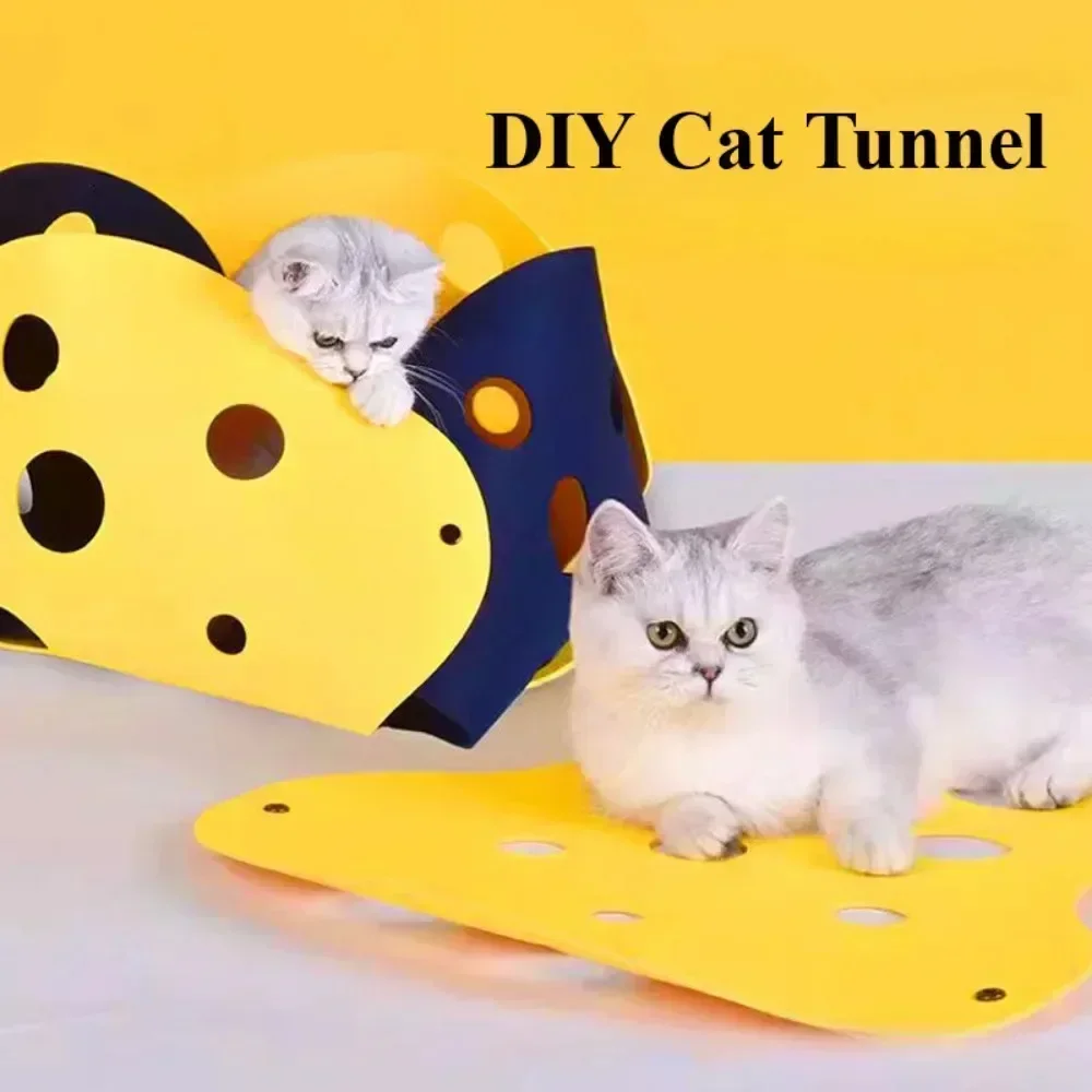 Cama de túneis para gatos, cama de tubo de túnel plegable para mascotas con agujeros, estera de juego para gatos DIY, alfombra de actividades para gatos, juguete interactivo, 1 ud. - imagen 4