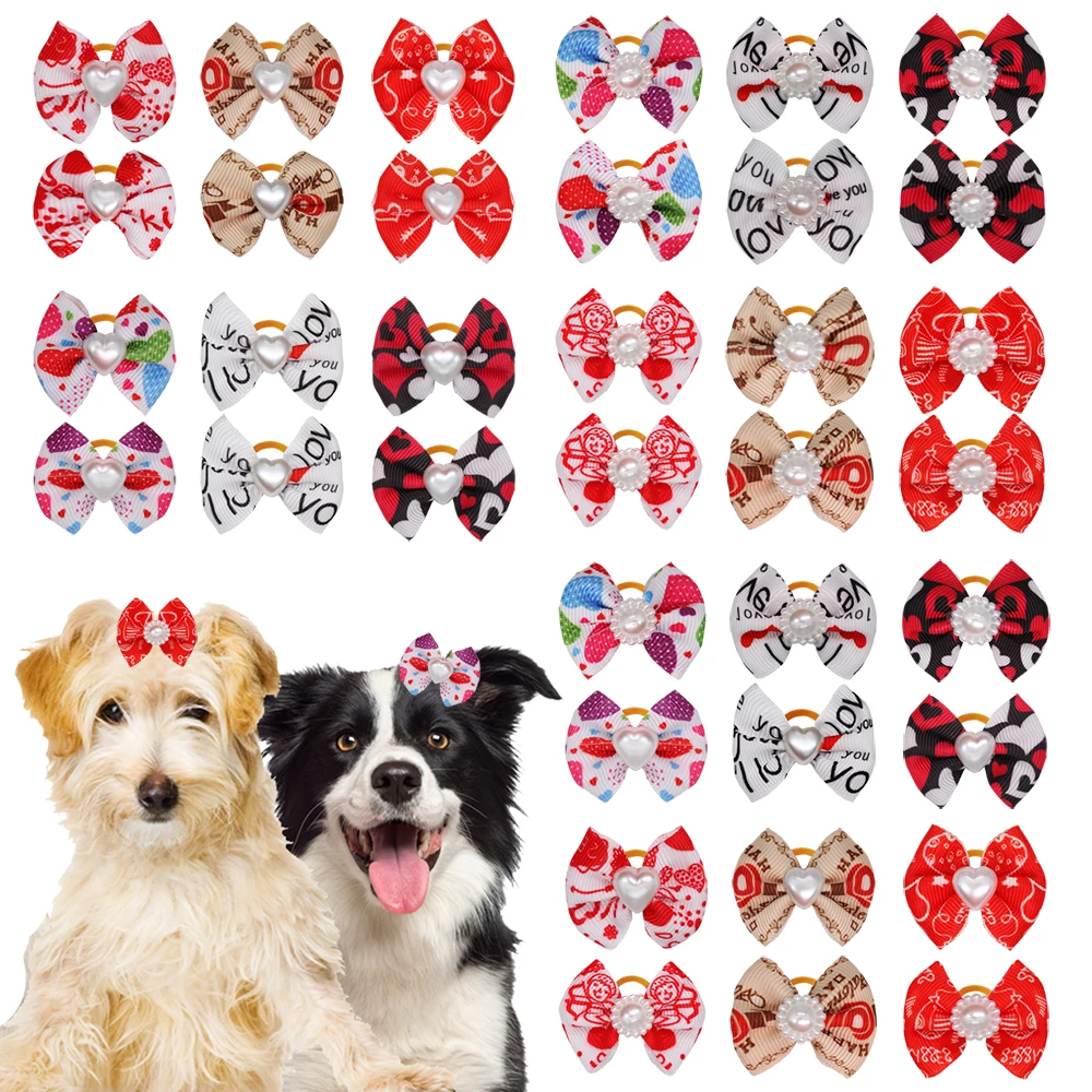 Lazos de goma para el pelo de perros y gatos, accesorios de aseo para mascotas, 50/100 piezas, colores mezclados, venta al por mayor - imagen 3