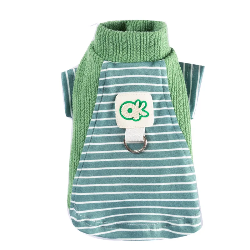 Otoño e Invierno mascota Linda camisa inferior a rayas Sudadera con capucha fina gato abrigo de tamaño pequeño y mediano ropa para cachorros para perros pequeños - imagen 5
