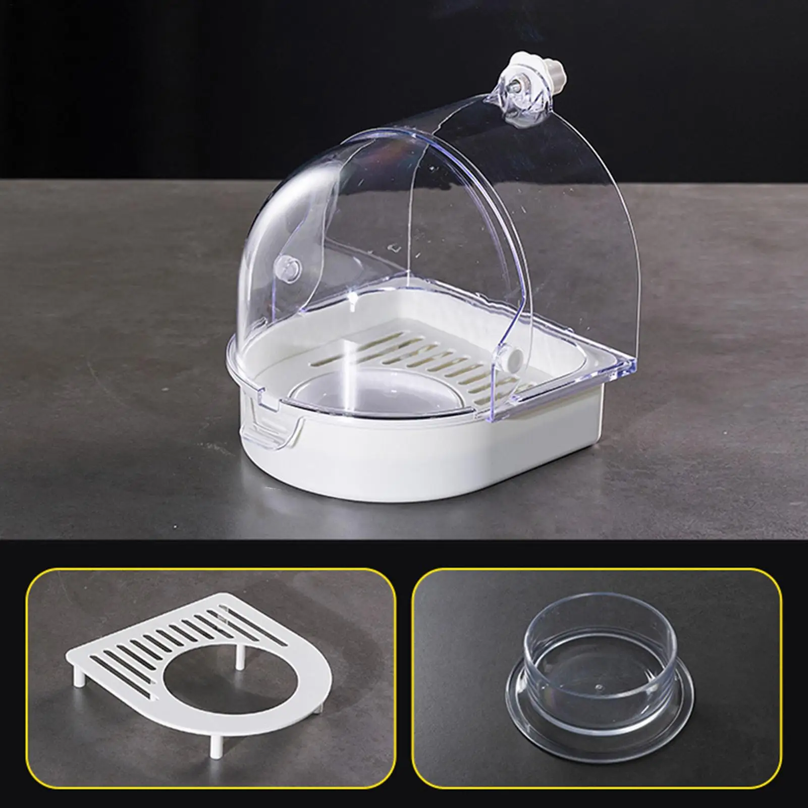 Jaula para baño de pájaros, alimentador, nido, caja de ducha, protector contra salpicaduras, baño de pájaros para periquitos, ventana interior, cacatúa, Conure, colibrí canario - imagen 5