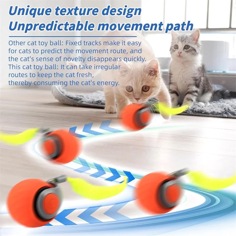 Pelotas de juguete inteligentes para gatos, rompecabezas eléctrico interactivo automático para mascotas, recargable por USB, pelota que rebota en movimiento, productos para gatos - imagen 5