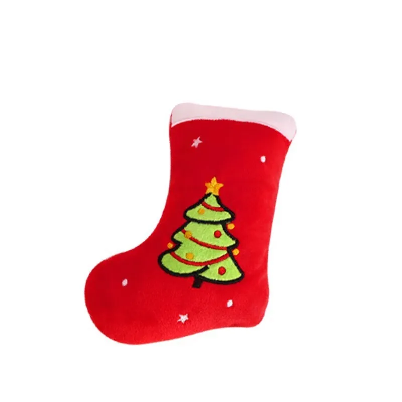 Lindo juguete Vocal navideño para mascotas, juguete de peluche para rechinar los dientes, medias de juguete para mascotas con chirriador para masticar perros pequeños, medianos y grandes - imagen 5