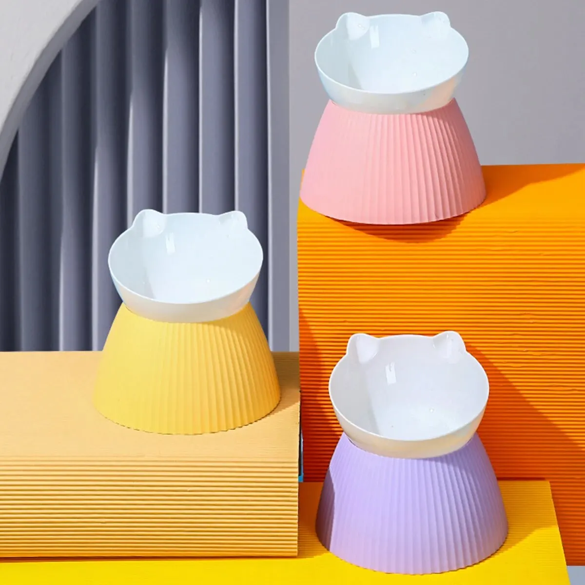 Cuencos elevados para gatos con soporte elevado, 15 soportes inclinados para protección del cuello con diseño para gatos, cuenco alimentador de agua para alimentos para mascotas para gatos o perros pequeños, 1 ud. - imagen 5