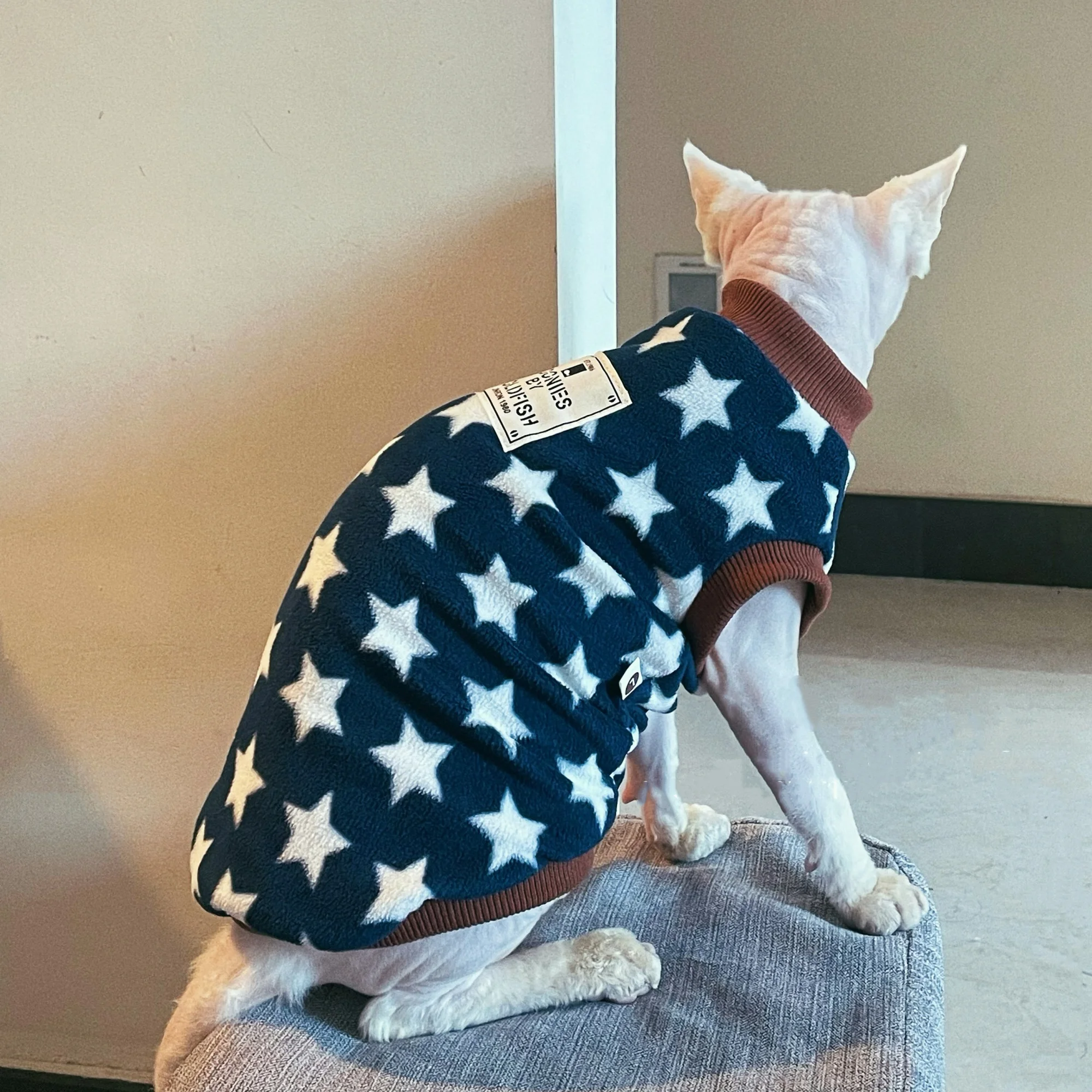 Sudadera de lana para gatos Sphynx y Devon Rex con estrellas - imagen 2