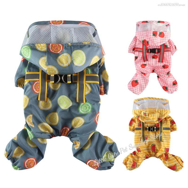 Chubasquero de frutas para mascotas, ropa impermeable con estampado de cuatro pies, perros pequeños, Chihuahua, Yollow, transpirable, Pug