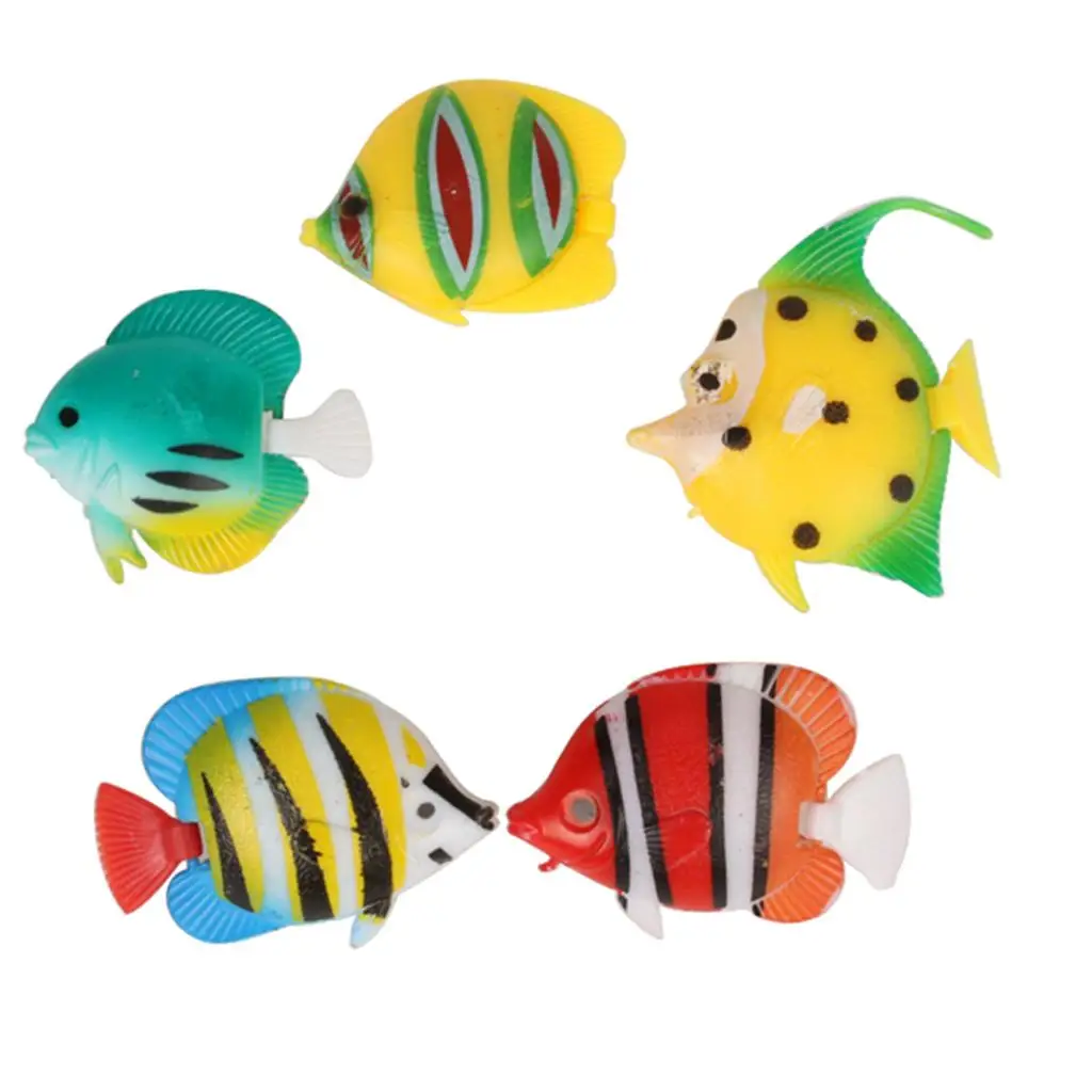5pcs Colourful Assorted Artificial Plastic Aquarium Tropical Fish