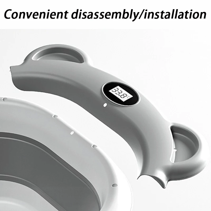 Lavabo de baño plegable para mascotas, Spa, gato, perro pequeño, soporte para bañera, baño para mascotas, bañera con sensor de temperatura Digital en tiempo Real con estera - imagen 5