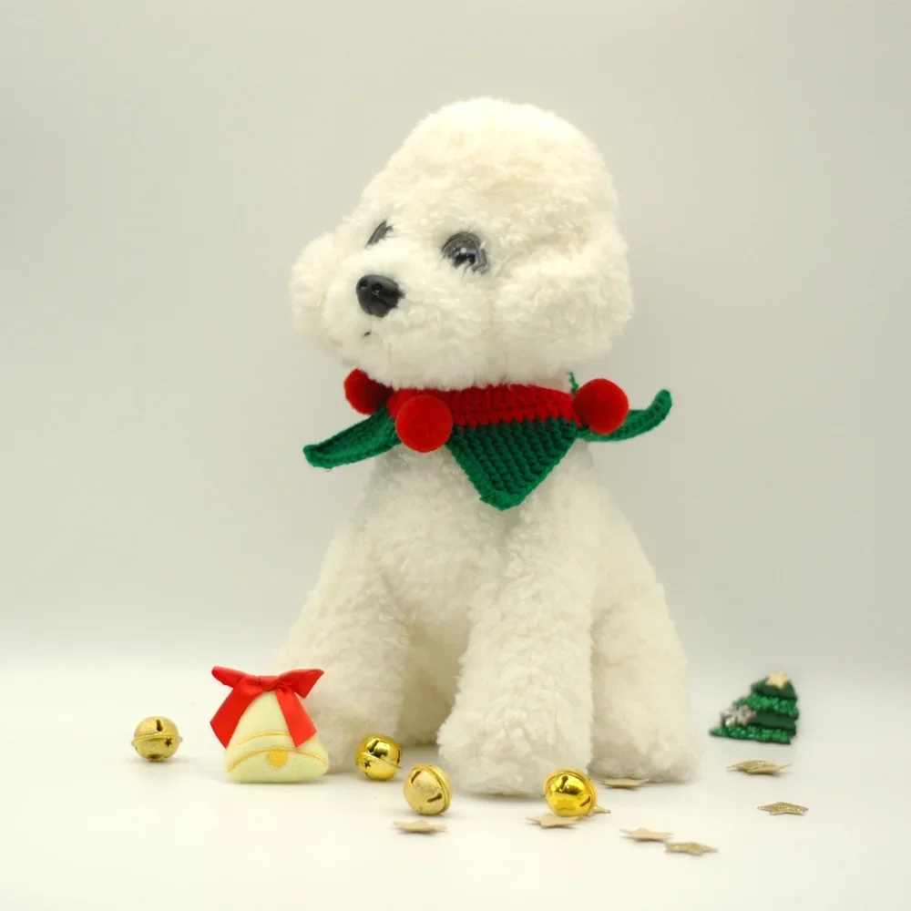 Collar tejido hecho a mano para mascotas, vacaciones navideñas, con campanas, accesorio festivo de ganchillo para decoración de perros pequeños y gatos