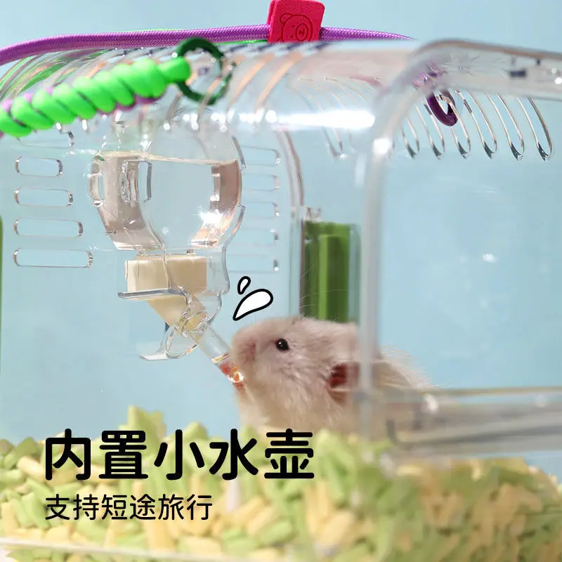 Jaulas para llevar para hámster, bolso portátil panorámico transparente, rama de flores, rata, bolsa de miel, ardilla voladora, oso dorado - imagen 4