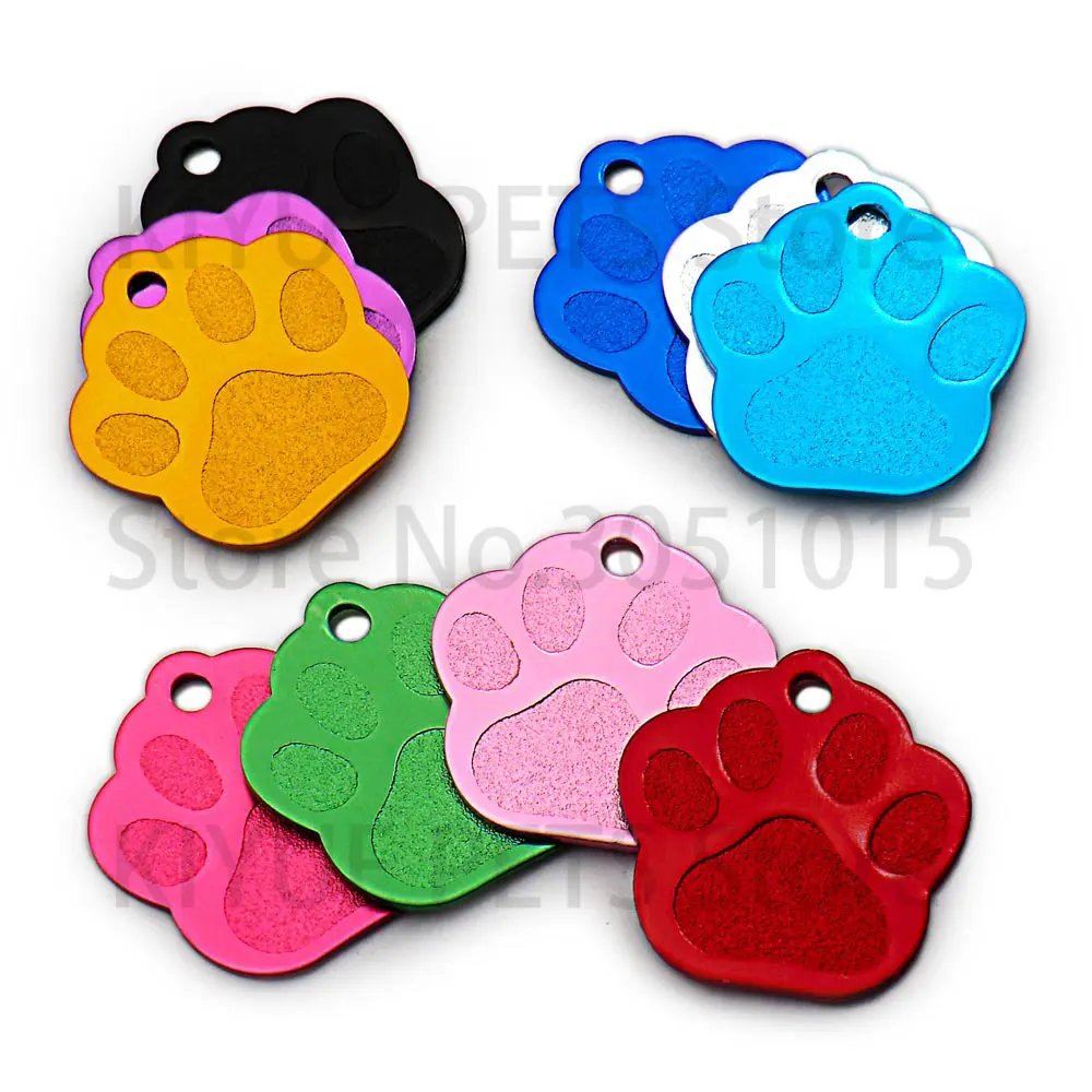 Venta al por mayor 20 piezas forma de PAW 3D exquisitas etiquetas de identificación personalizadas para perros y mascotas nombre grabado personalizado número de teléfono. Accesorios para mascotas para perros y gatos - imagen 3