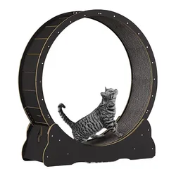 Rueda de correr para gatos, madera natural – ejercicio en casa