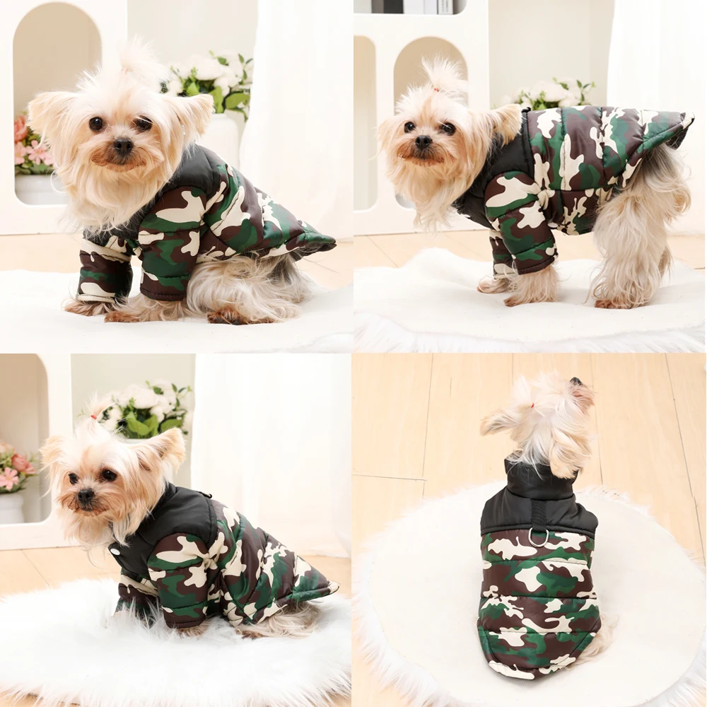 Chaqueta para perro, ropa cálida de invierno para mascotas, para perros pequeños y medianos, chaleco acolchado impermeable para cachorros y gatos, abrigo con anillo en D, trajes de Yorkie Pug - imagen 5