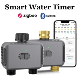 Tuya Temporizador de riego Zigbee – Controlador 2 zonas para jardín