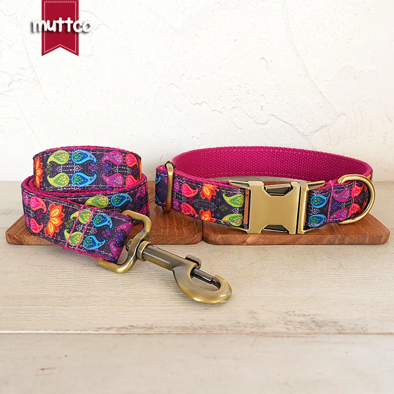 MUTTCO engraved metal buckle dog collar NEON OCEAN personalized dog ID tag collar 5 sizes nameplate anti-lost pet supply UDC210 - imagen 5