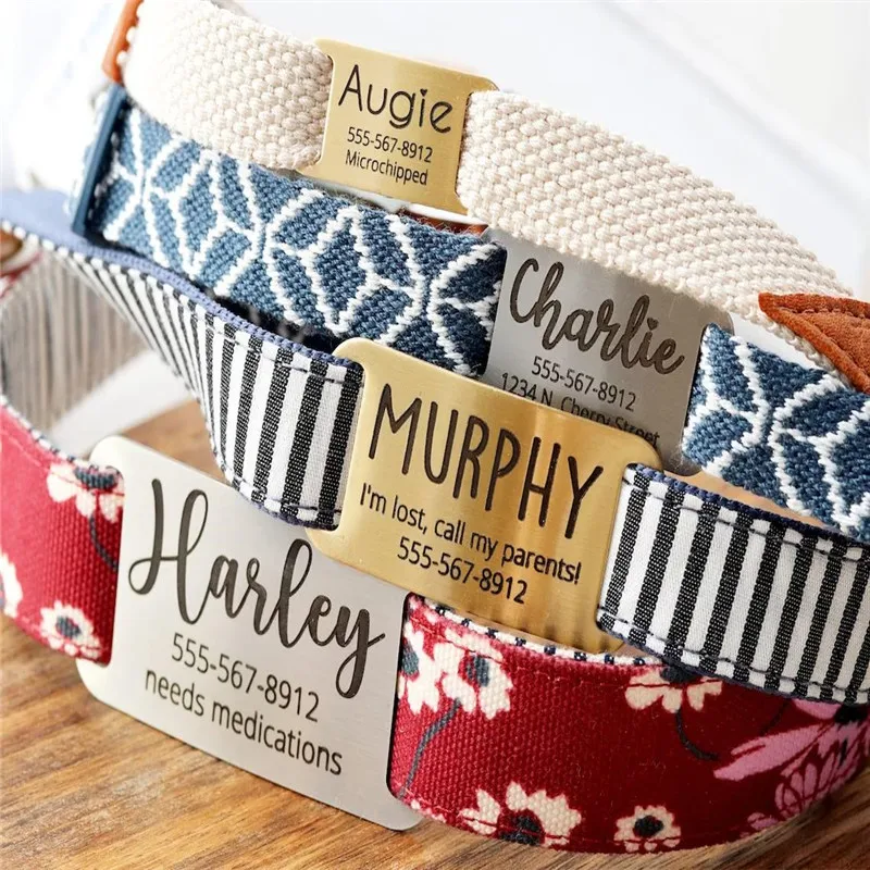 Collar con etiqueta de identificación de perro y gato de acero inoxidable personalizado, accesorios, Collar grabado personalizado, suministros para productos con nombre de etiqueta de perro - imagen 2