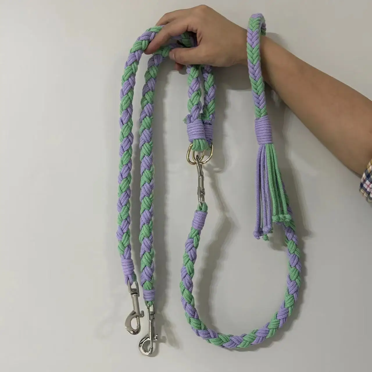 Cadena doble para perros, correa de dos arrastre con cabeza de peluche, correa para caminar para perros de doble cabeza, suministros para perros pequeños y grandes, correas para mascotas - imagen 2