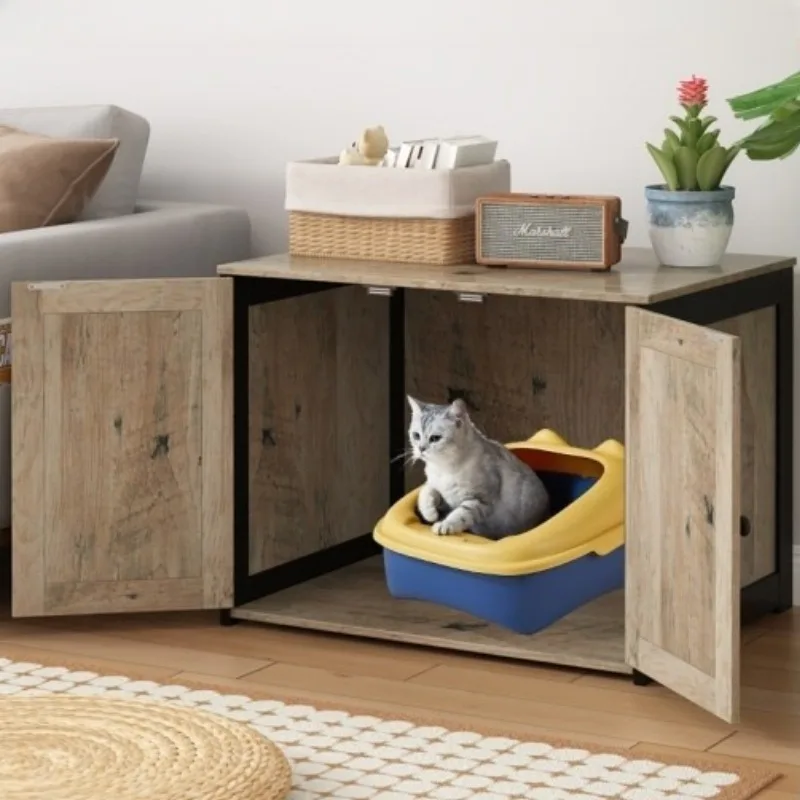 Gabinete oculto para arena para gatos, gabinete oculto para interiores, casa escondite para gatos, armarios para cama para gatos, muebles de tapicería para inodoro para mascotas - imagen 2
