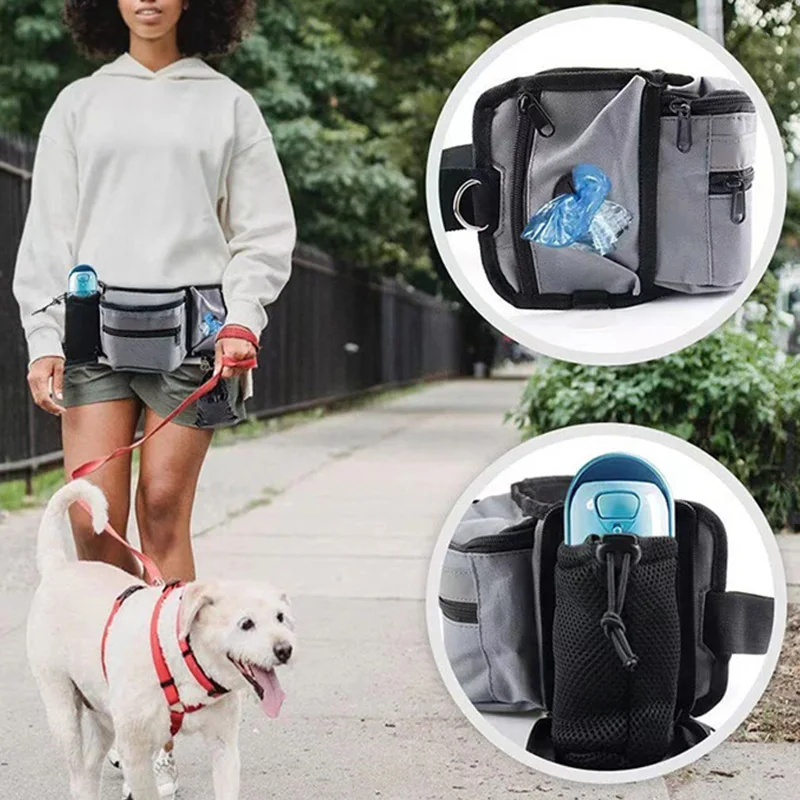 Riñonera multifunción para entrenamiento de perros, bolsa remolcable para golosinas de perros con anillo en D, bolsa para golosinas de perros de gran capacidad para entrenar al aire libre
