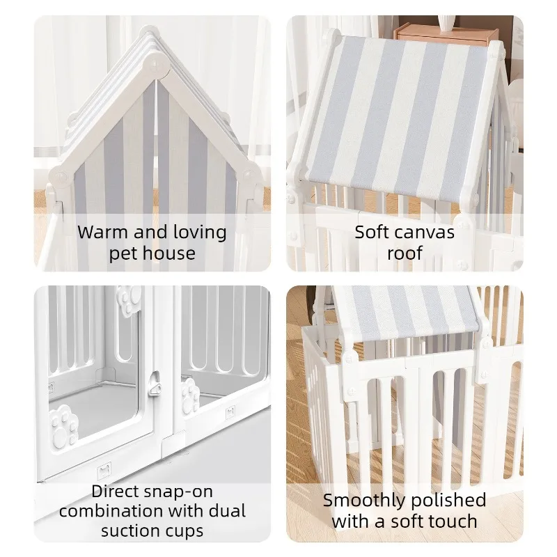 Corral plegable con casa para perros y gatos – Barrera anti-escape - imagen 2