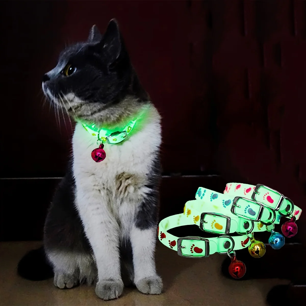 Collar LED de silicona para perros y gatos con luz brillante