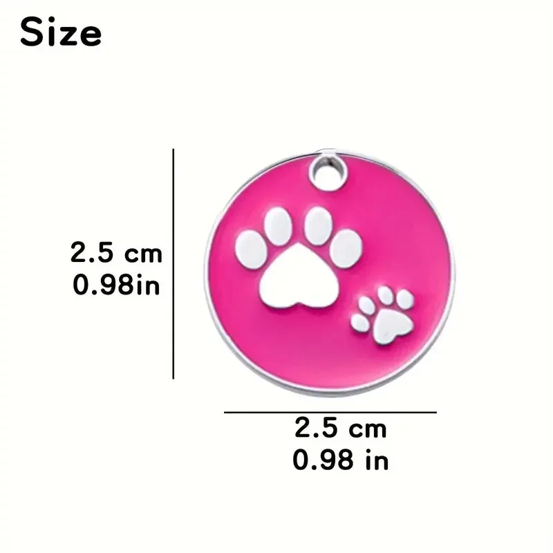Pata redonda de aleación de Zinc, etiqueta de identificación de perro personalizada, accesorios para perros, placa de etiquetas de identificación de perro de mascota redonda personalizada de Metal, 1 ud. - imagen 2